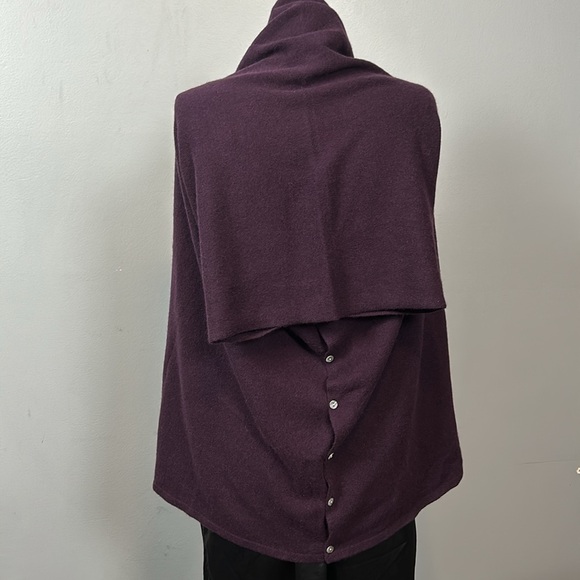 100% cashmere purple sweater shawl button up one size - Picture 2 of 9